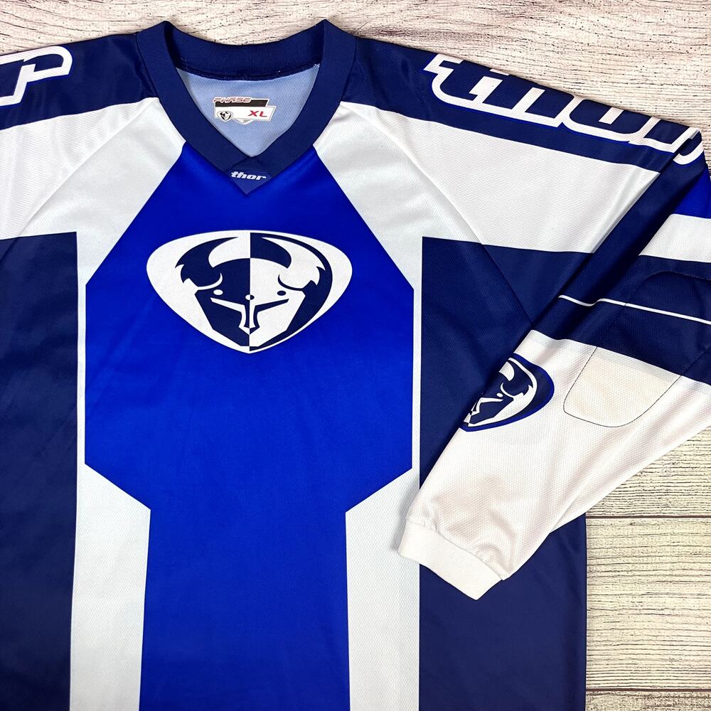 Y2k Thor Motocross Racing Blue Long Sleeve Jersey
